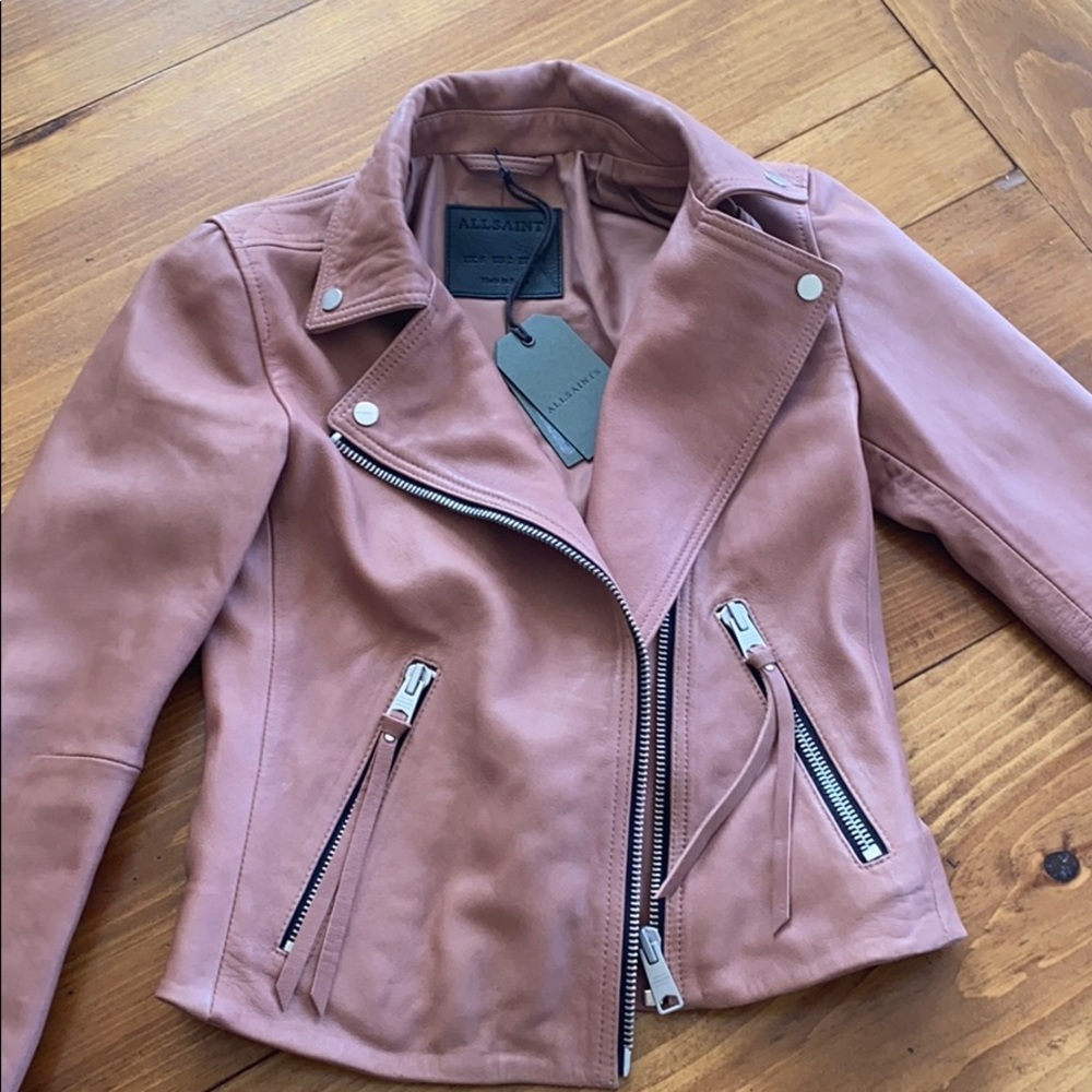 Blush pink All Saints leather moto jacket NWT!!!